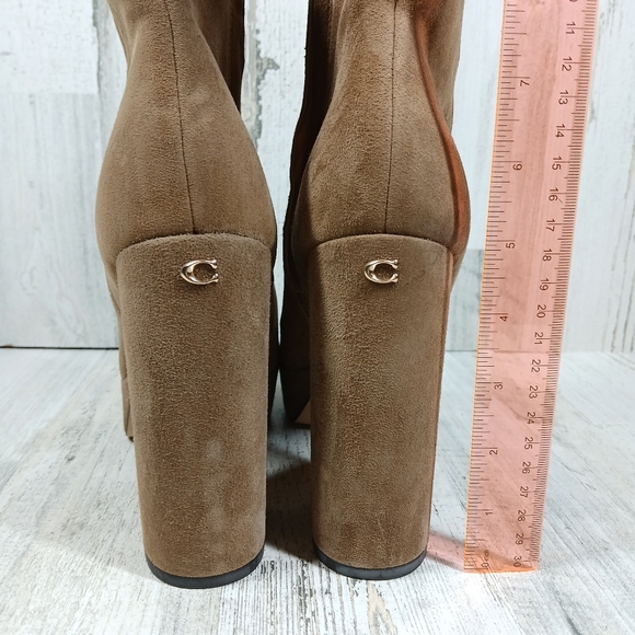 NEW Coach Iona Womens Suede Tan Platform Ankle Boots #1297 - Picture 10 of 16